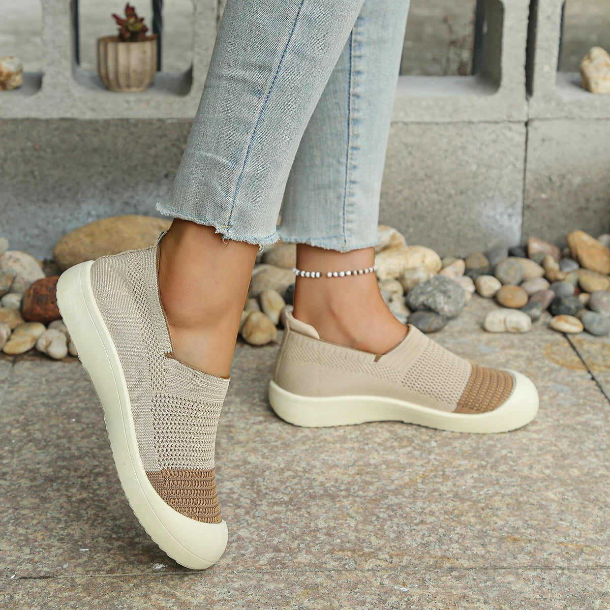 Women's retro slip-on shoes by MAIRA'S COLLECTIONS with breathable fabric and soft sole, perfect for comfortable casual wear.